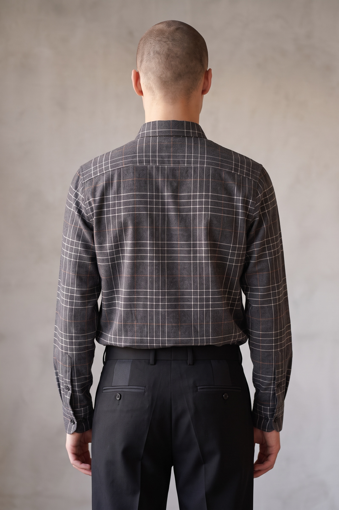 Chemise flanelle bio carreaux gris foncé
