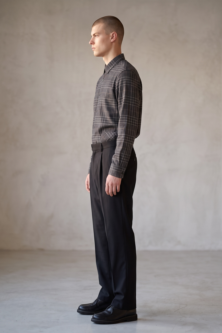 Chemise flanelle bio carreaux gris foncé