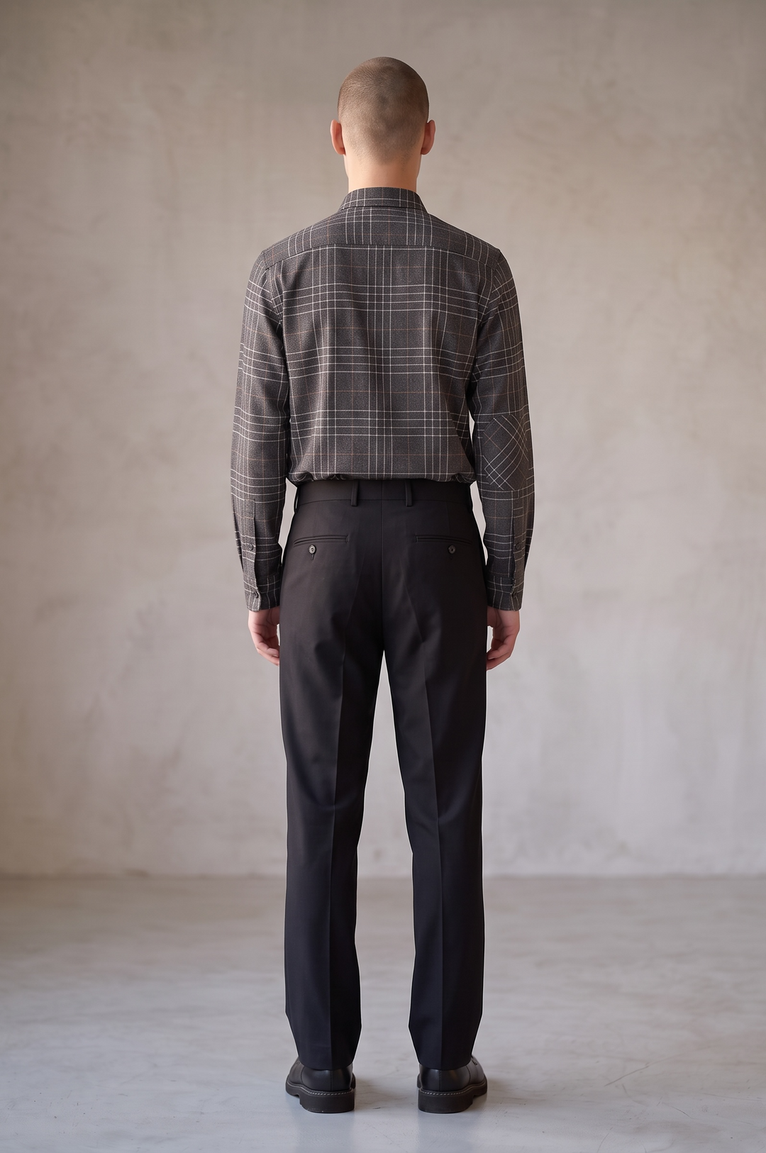 Chemise flanelle bio carreaux gris foncé