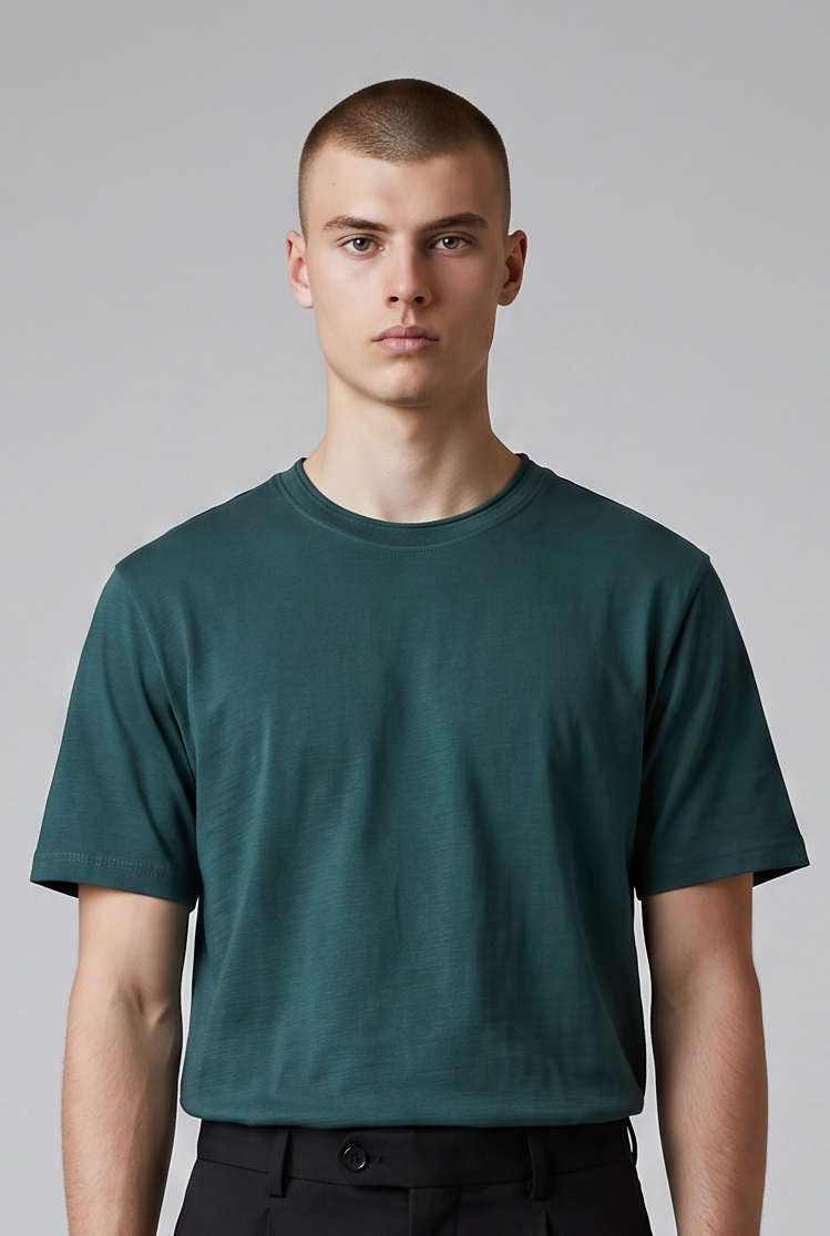 T Shirt SS laine recyclée japonaise vert