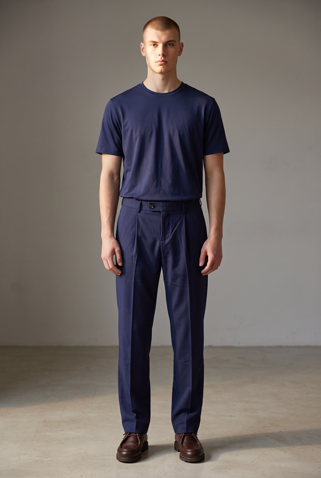 Pantalon Pleats en coton bio marine