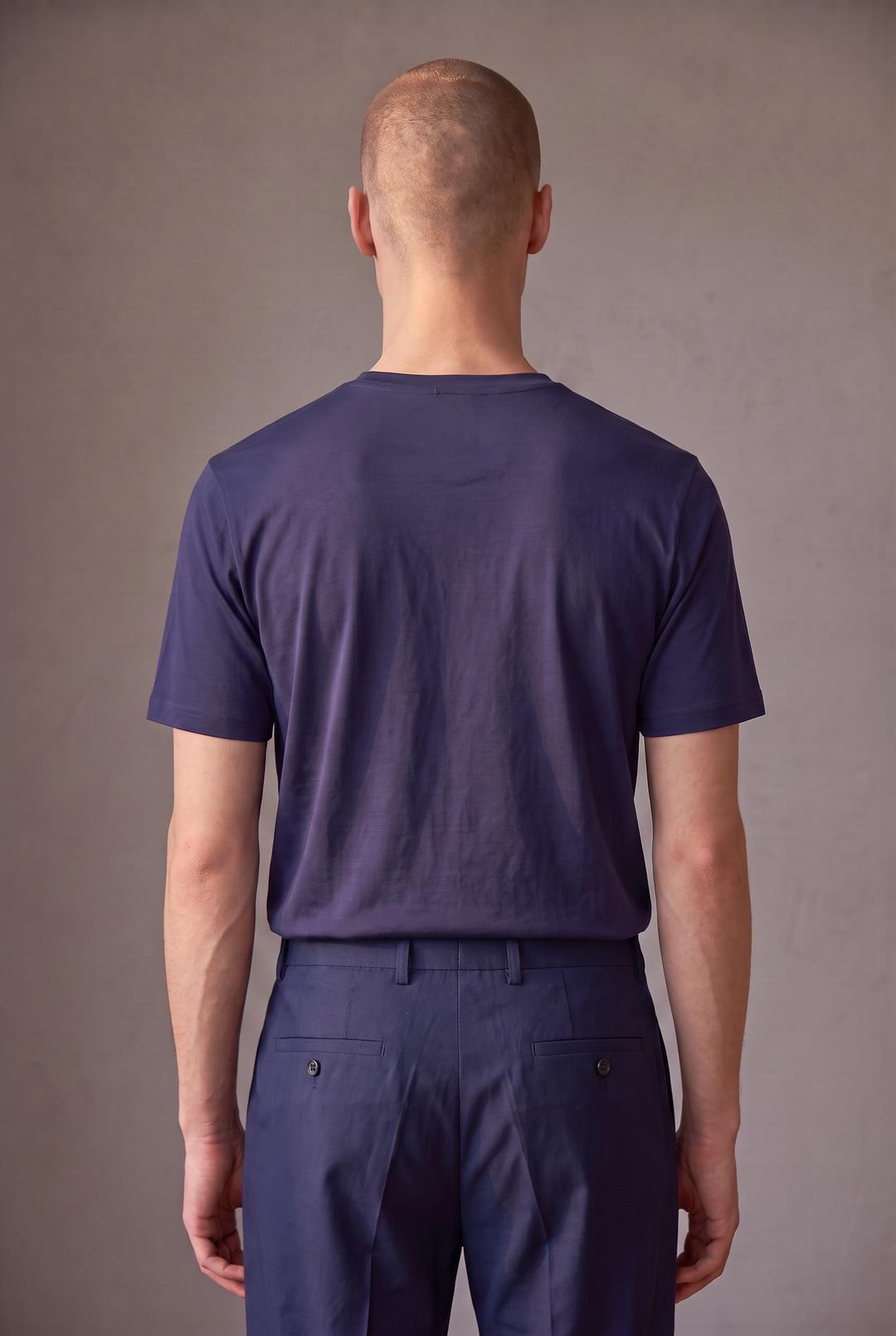 Premium recycled wool T Shirt mottled blue