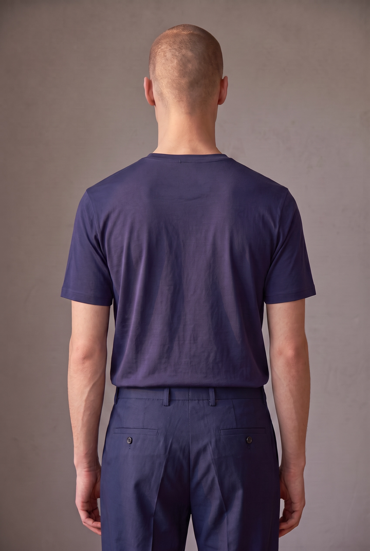 Premium recycled wool T Shirt mottled blue