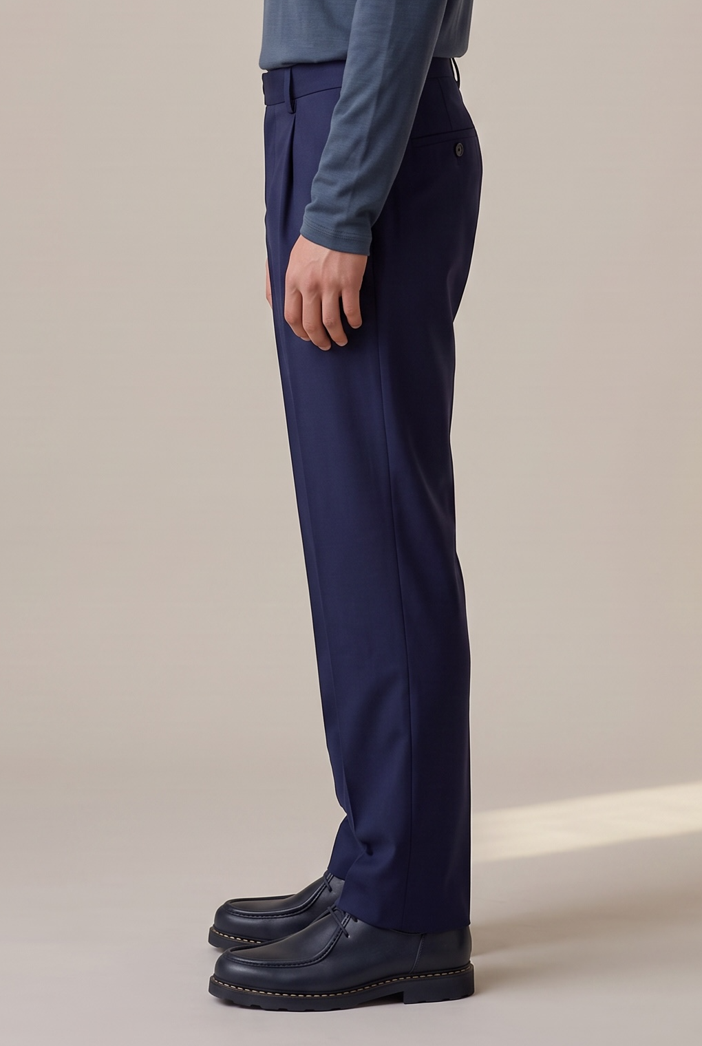 Pantalon Pleats en coton bio marine