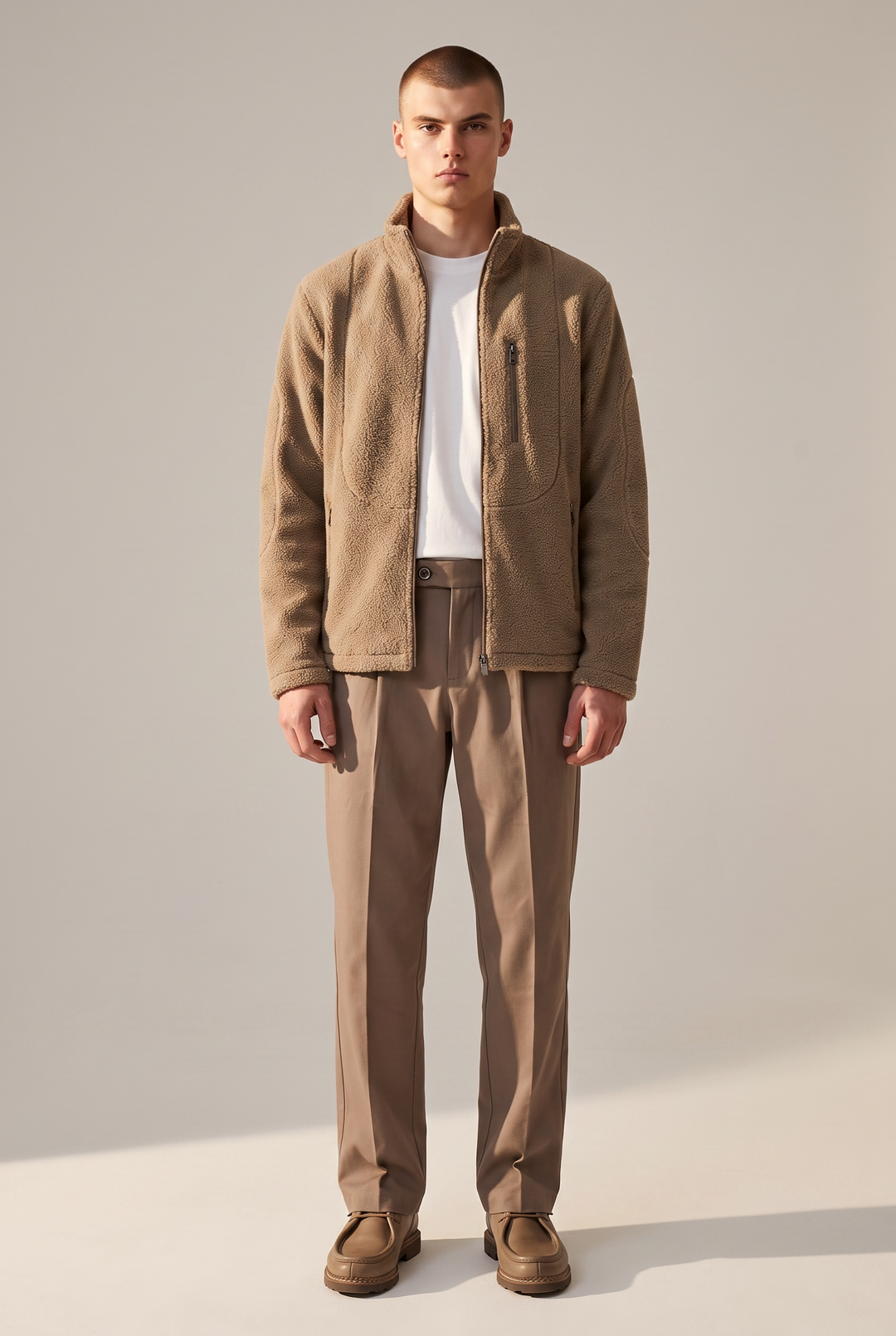 Veste en laine recyclée beige