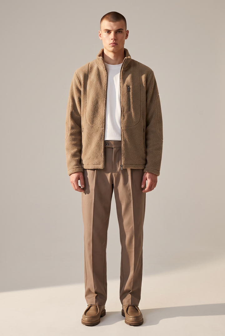Veste en laine recyclée beige