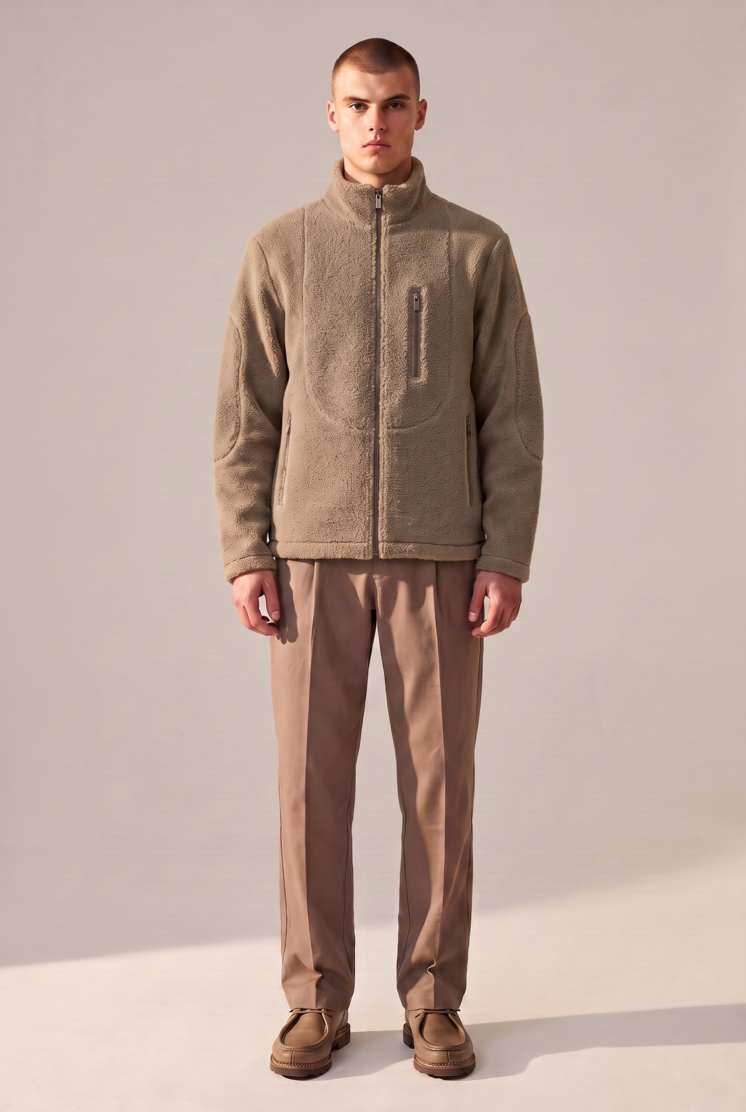 Veste en laine recyclée beige