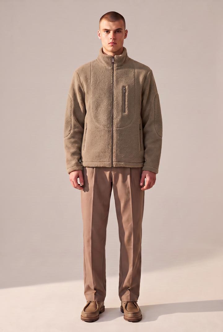 Veste en laine recyclée beige