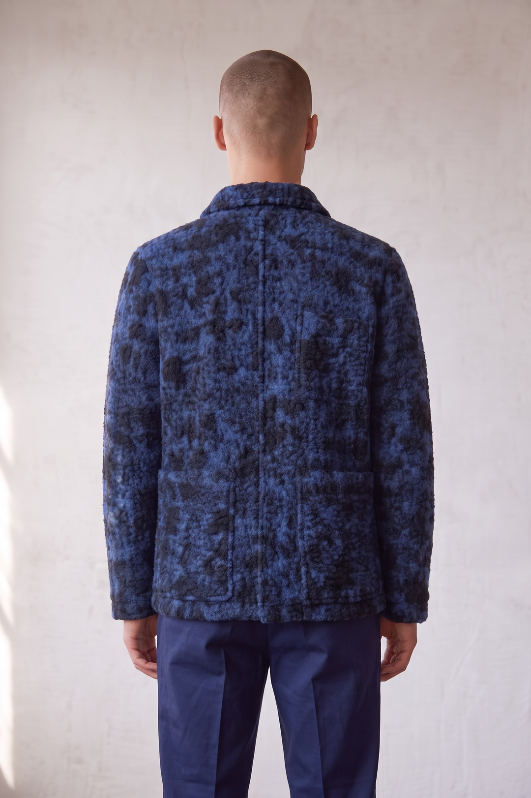Surchemise en laine recyclée bleu chiné