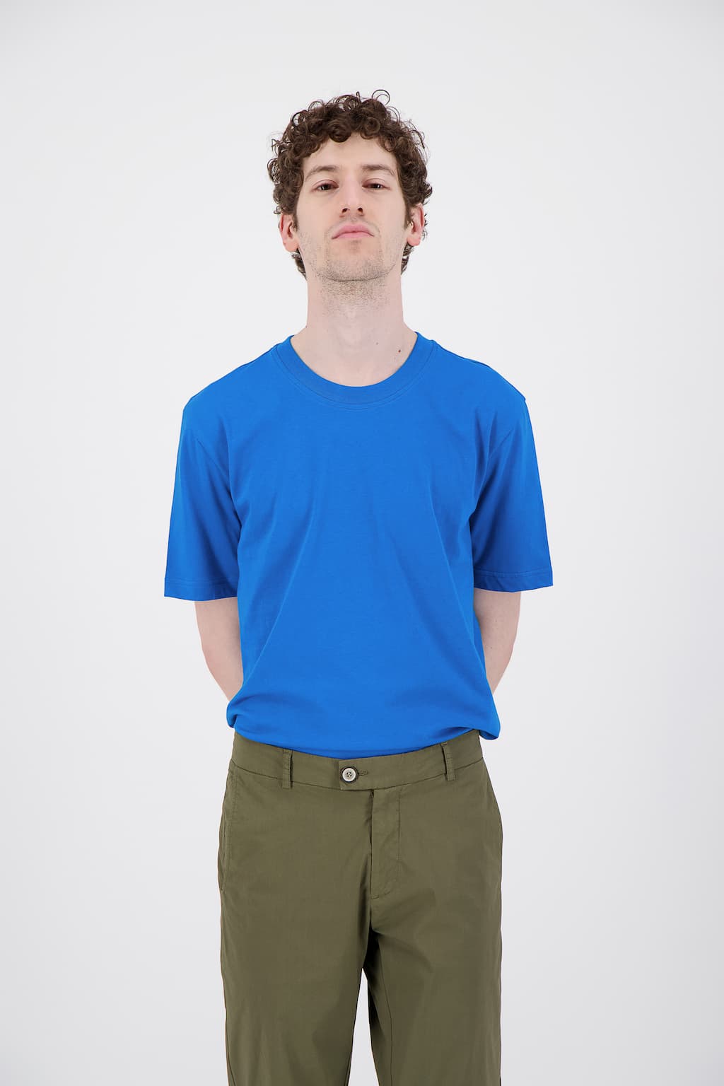 jagvi T Shirt coton bio japonais bleu dur