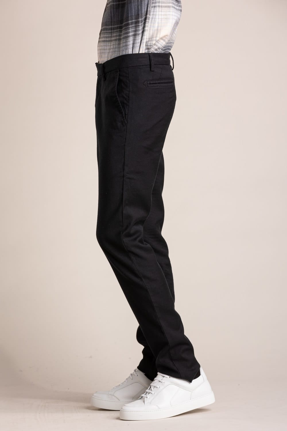 Black stretch wool cotton city trousers