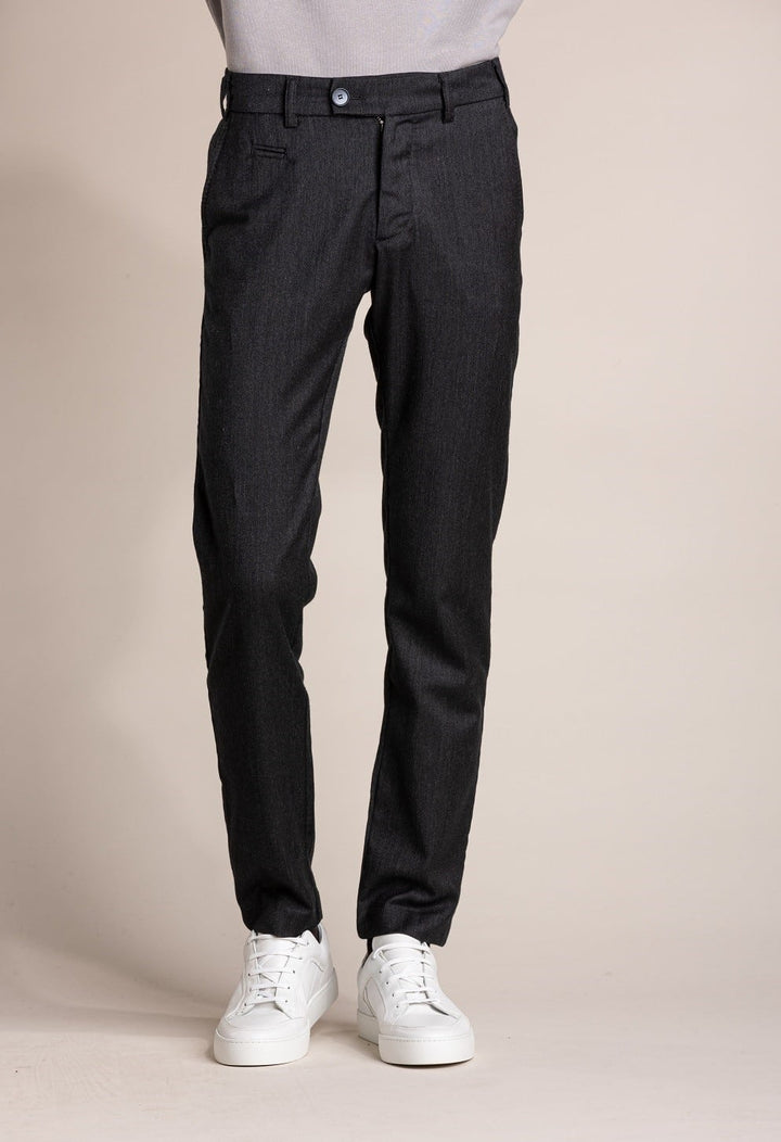 Charcoal stretch cotton wool city trousers