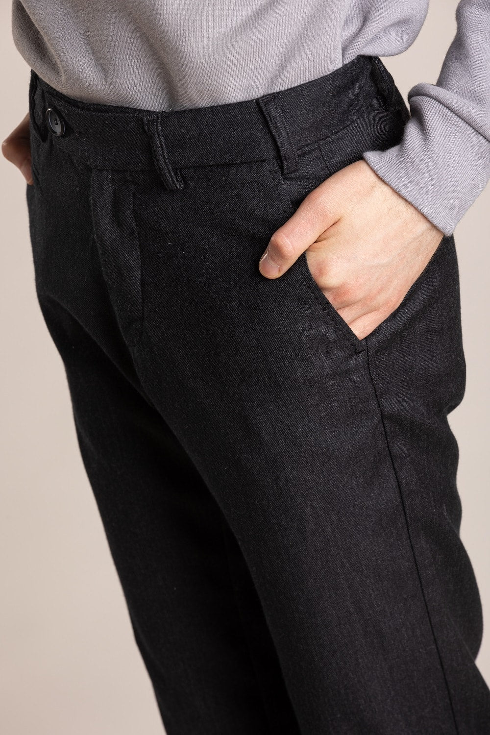 Charcoal stretch cotton wool city trousers